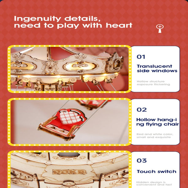 Rokr Swing Ride Diy Music Box Building Block Amusement Park Series Puzzles