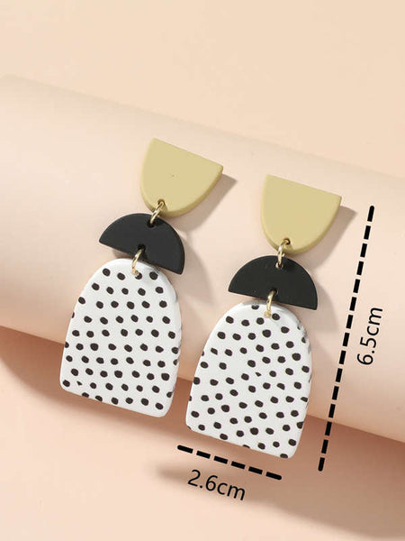 Veile Studios Shapes And Spots Dotty Black White Print Earrings