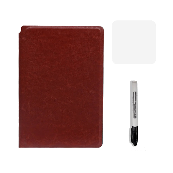 A5 Reusable Whiteboard Notebook Set With Pen Erasing Cloth Leather Memo Pad Weekly Planner Portable Stylish Office Notebooks