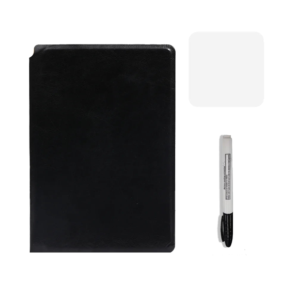 A5 Reusable Whiteboard Notebook Set With Pen Erasing Cloth Leather Memo Pad Weekly Planner Portable Stylish Office Notebooks