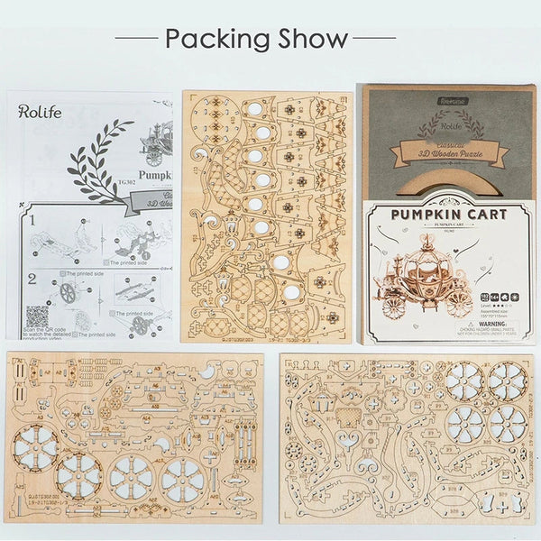 Puzzles Robotime Pumpkin Cart Model 3D Wooden Puzzle Games Assembly Toys For Children