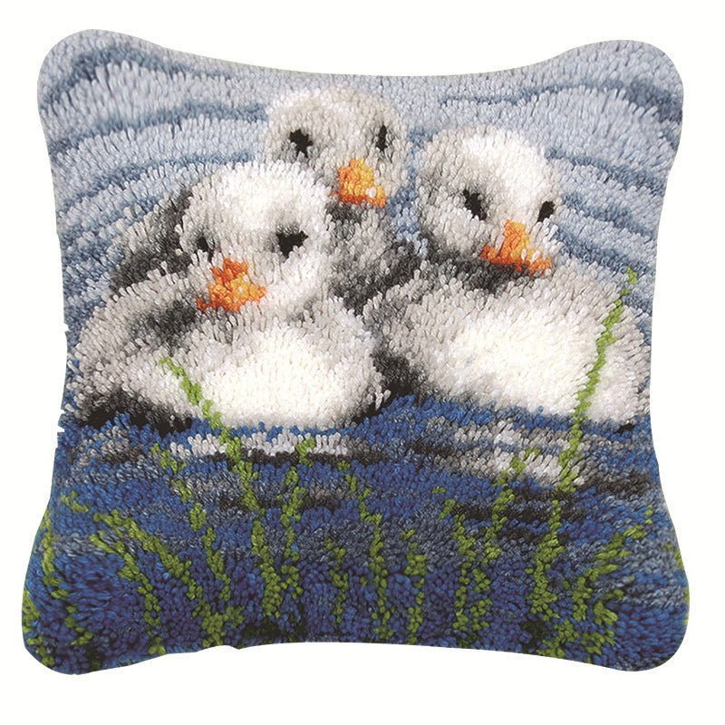 Flower Latch Hook Kit Pillow Cushion Making Tools Customisable Cartoon Design Crafting Tools