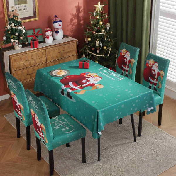 Printed Festive Christmas Table Cloths Chair Covers Party Decorations Seasonal Decorations