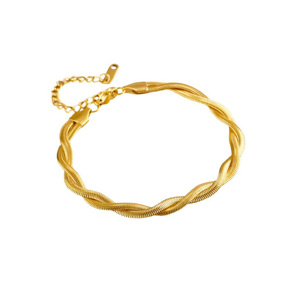 Veile Studios Stainless Steel Gold Plated Double Layer Bracelet For Women Fashion Jewellery Bracelets