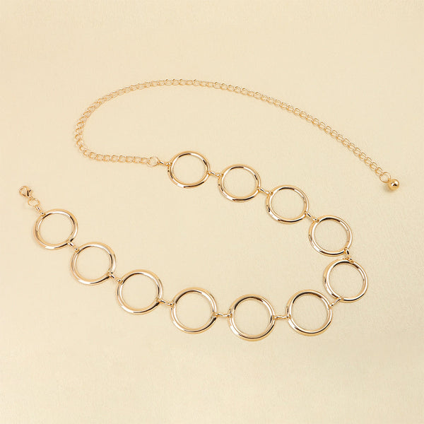 Veile Studios Fashion Circle Metal Waist Chain Belt Women Decorative Dress Hollow Accessories Body Chains