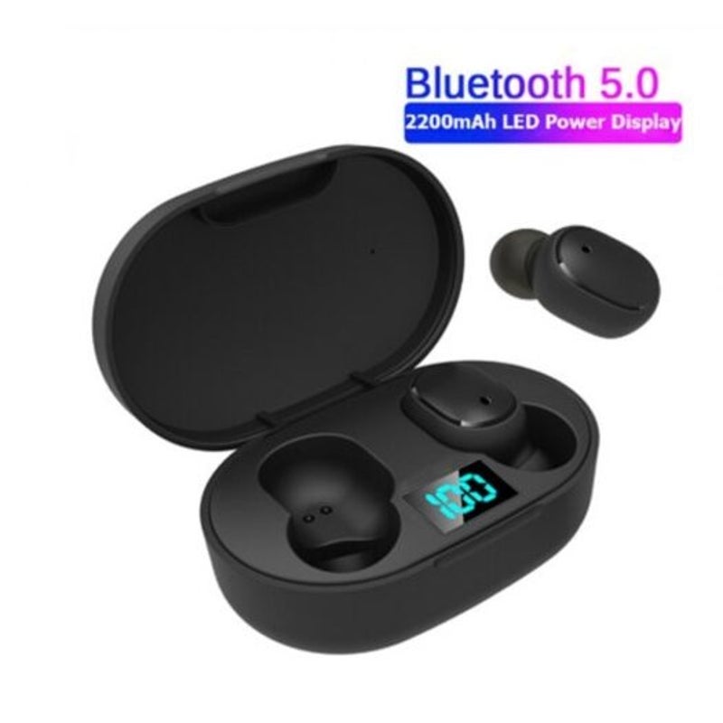 A6s Upgrade E6s Digital Display 3D Stereo Mini Bluetooth 5.0 Headset With Dual Microphone Black Earbuds