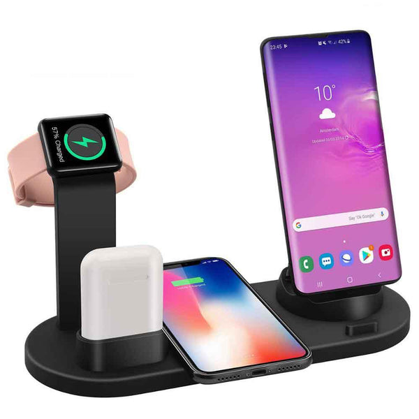 4 In 1 Wireless Charging Dock Station For Apple Watch Iphone X Xs Xr Max 11 Pro 8 Airpods 10W Qi Fast Charger Stand Holder Chargers & Cradles