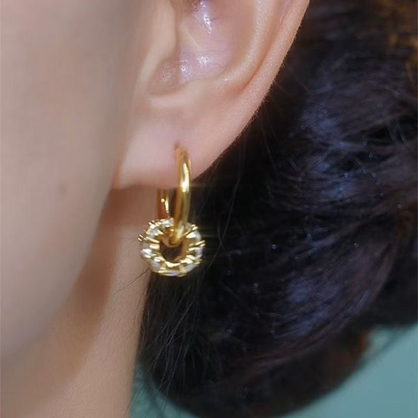 Veile Studios Silver Needle Zircon Ab Dual Wear Double Sided For Women Fashion Accessories Earrings