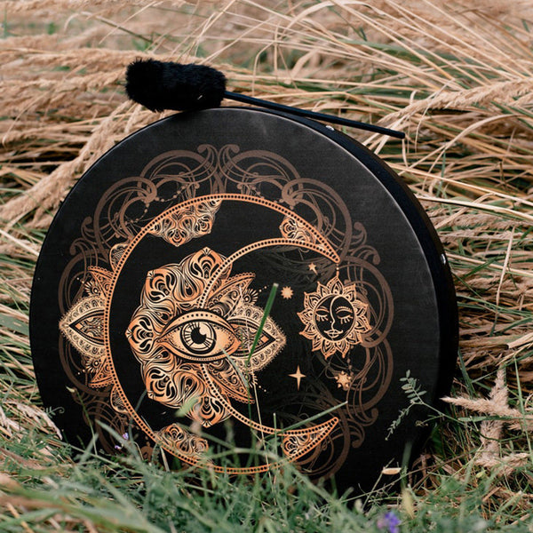 Mandala Sun Moon Siberian Shaman Drum Spiritual Musical Percussion Handpans