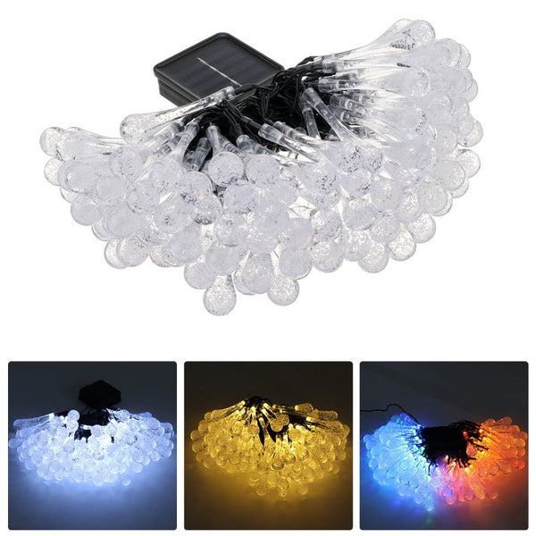 10M 100Led Solar Water Drop Fairy Outdoor Garden Party Decor String Lights