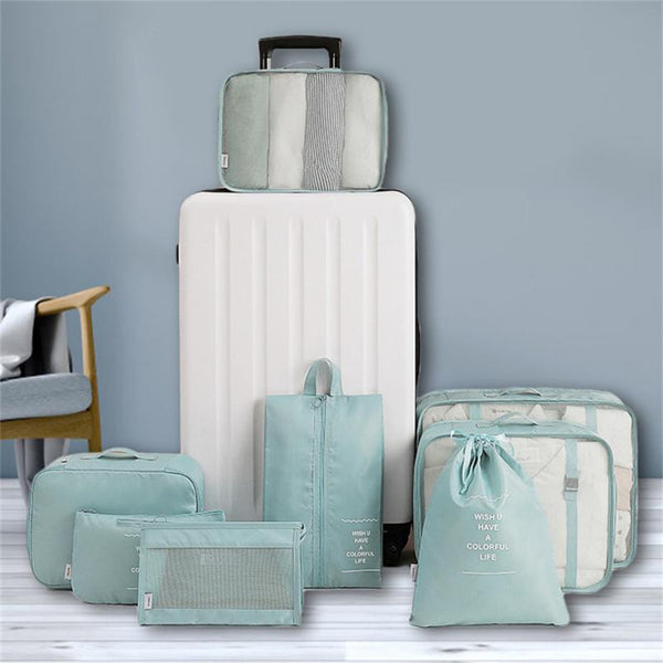 8 Piece Set Luggage Divider Bag Travel Storage Clothes Underwear Shoes Organizer Packing Organisers