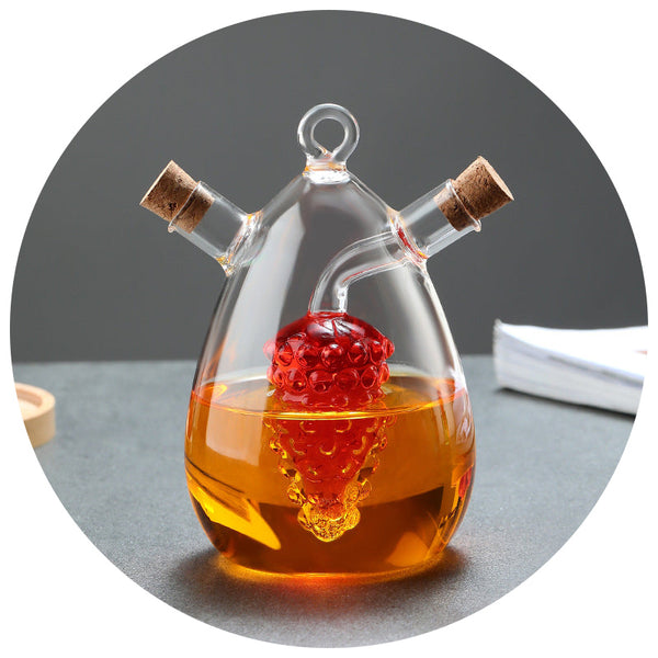Kitchen Storage Sealed Bottles Double Layer 2 In 1 Glass Oil Vinegar Sauce Seasoning Tools Oil & Vinegar Dispensers