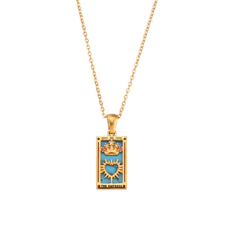 Veile Studios Classic Gold Tarot Cards Pendant Necklace Jewelry Sun Lover Star Moon Magician Necklaces & Pendants