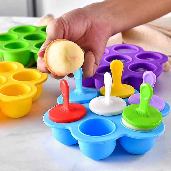 Made Ice Cream 7 Hole Little Silicone Popsicle Multifunctional Tray Mold Ice Cubes Trays & Moulds