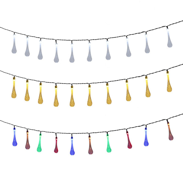 10M 100Led Solar Water Drop Fairy Outdoor Garden Party Decor String Lights