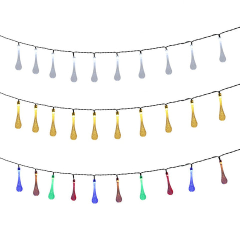 10M 100Led Solar Water Drop Fairy Outdoor Garden Party Decor String Lights
