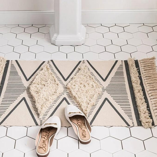 Boho Moroccan Cotton Hand Woven Rug Rugs