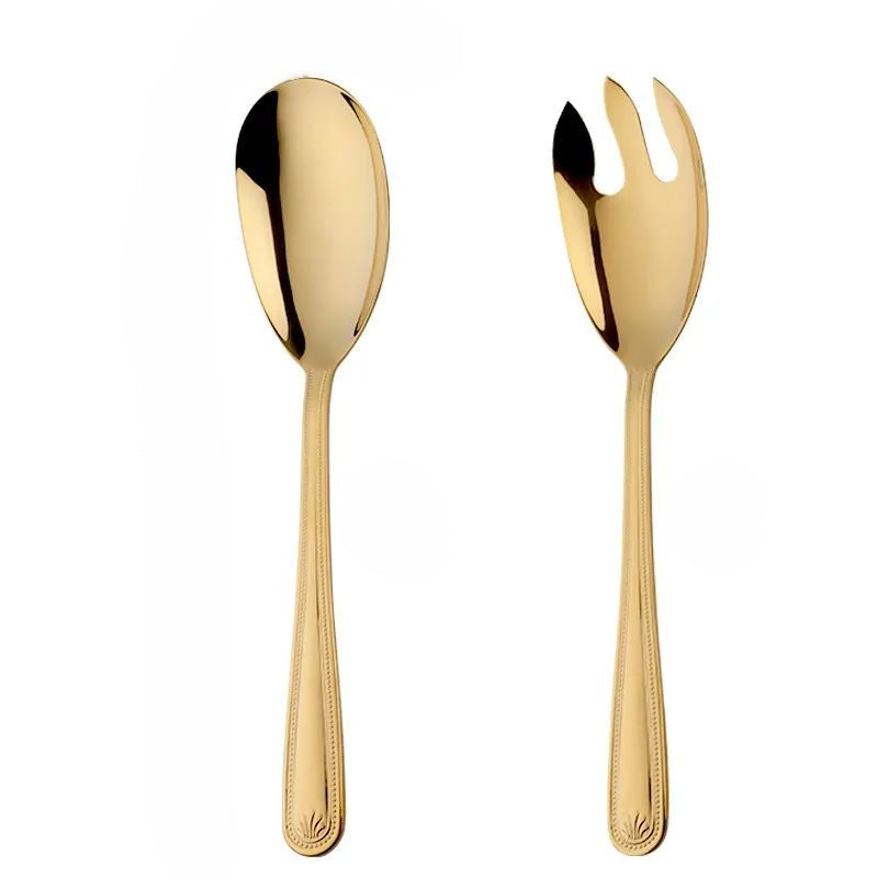Gold Stainless Steel Giant Salad Spoon Fork Set Kitchen Dining Cutlery Serving Utensils & Sets