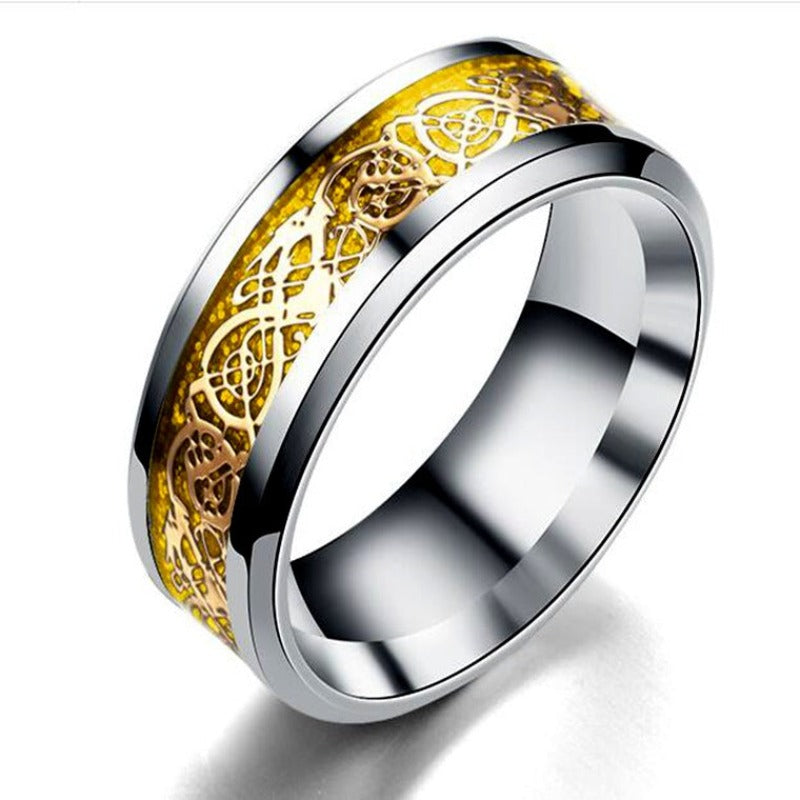 Veile Studios Dragon Pattern Men Stainless Steel Jewellery Rings