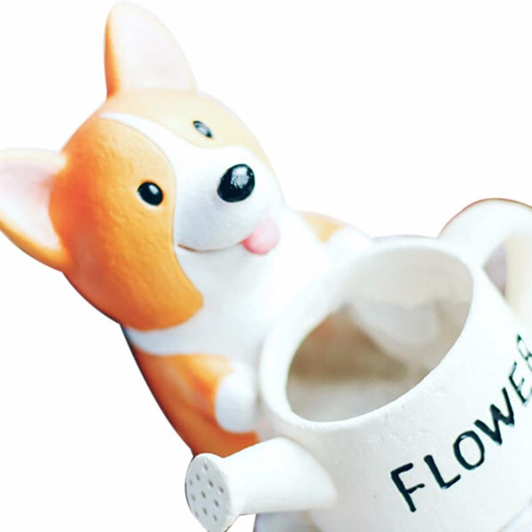 Small Resin Corgi Succulent Flower Pot Mini Desktop Plant Holder Baskets Pots Window Boxes