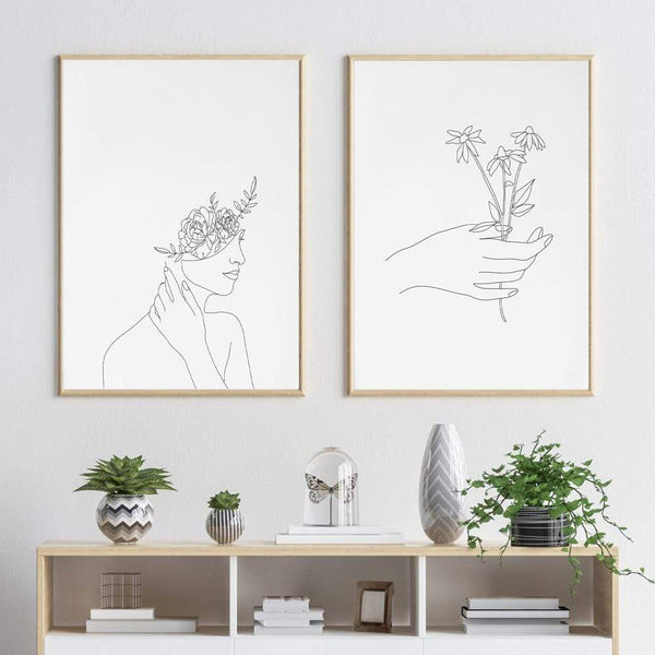 Abstract Botanical Canvas Drawing Style Prints Decor Posters & Prints
