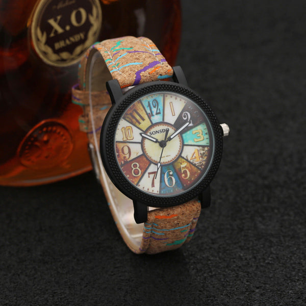 Veile Studios Casual Patchwork Leather Women Quartz Wrist Watch Watches