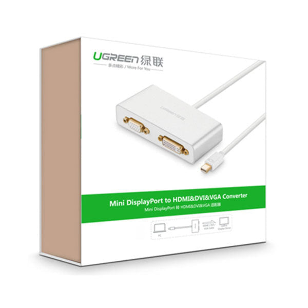 Ugreen 3 In 1 Mini Displayport To Hdmi&Vga&Dvi Converter White (10438) Monitor/Av Cables & Adapters