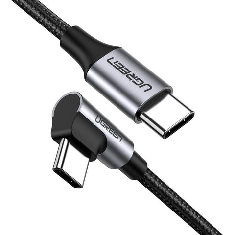 Usb-C To Angled 2.0 M/M Round Cable Aluminum Shell Nickel Plating 2M (Gray Black) 50125