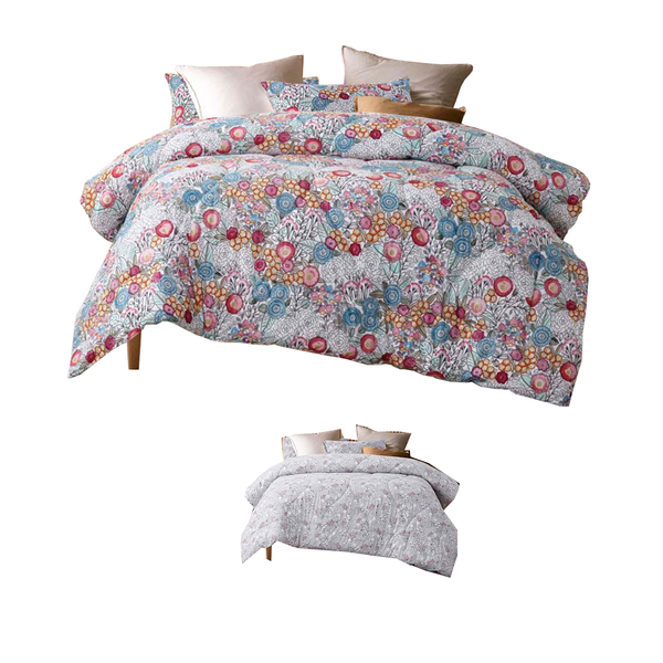 Accessorize Amara Washed Cotton Printed Reversible Quilt Cover Set King King Comforter Sets