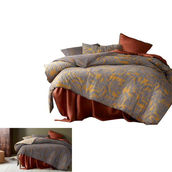 Accessorize Clove Washed Cotton Printed Reversible Quilt Cover Set Comforter Sets Queen