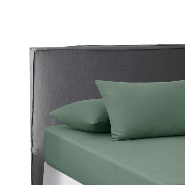 Single Accessorize Olive Washed Cotton Fitted Sheet Set Sheets