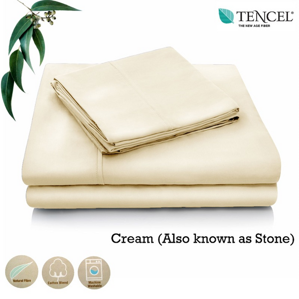 Accessorize Tencel Cotton Blend Sheet Set Cream Or Mocha Single Sheets