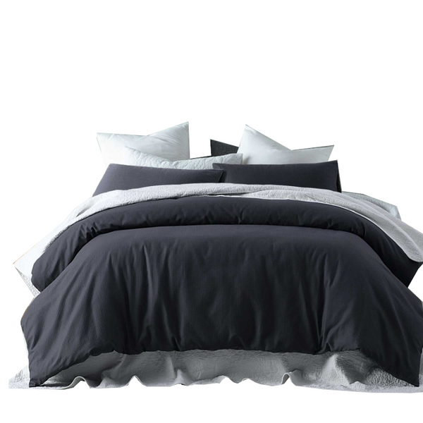 Accessorize Waffle Slate Cotton Blend Quilt Cover Set Quilt Covers