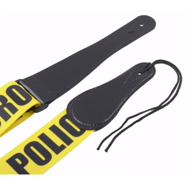 Acoustic Electric Guitar Strap Woven Cloth Leather End Police Line Yellow