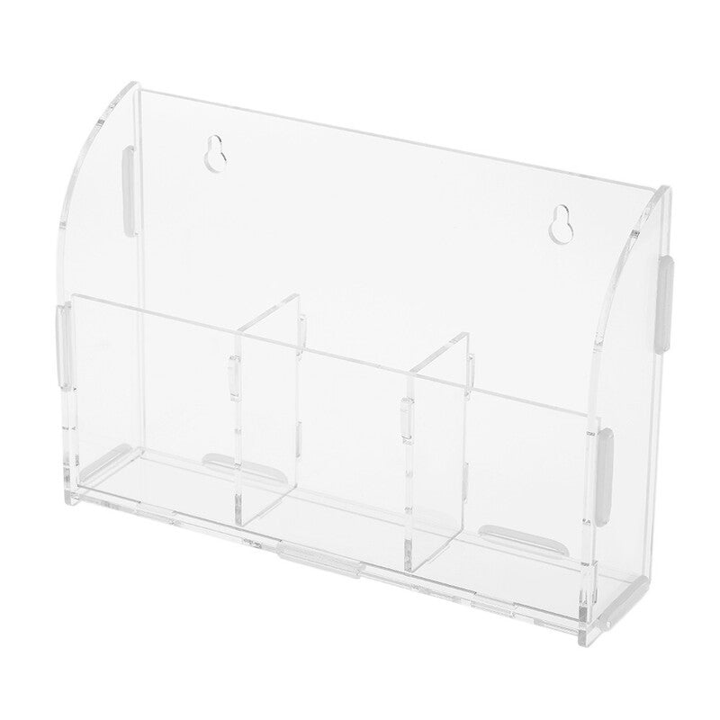 Acrylic Remote Control Storage Box Sundries Holder Wall Mounted Bin Rack Container / 3 Lattices For Office Storage Boxes