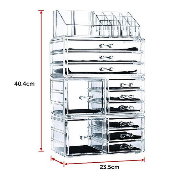 11 Drawers Clear Acrylic Tower Organiser Cosmetic Jewellery Luxury Storage Cabinet