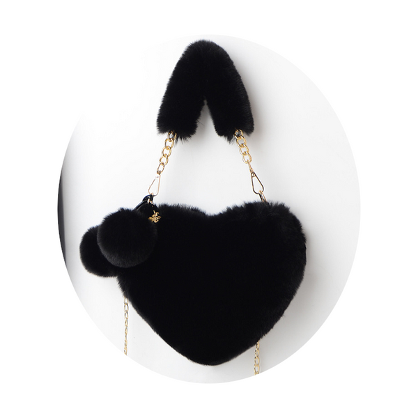 Love Bags Soft Plush Handbags Women Valentines Day Party Pink Black Grey White Women's Bags & Handbags