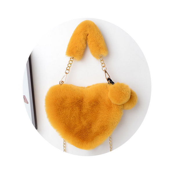 Love Bags Soft Plush Handbags Women Valentines Day Party Pink Black Grey White Women's Bags & Handbags