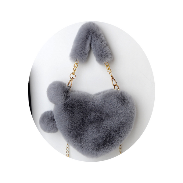 Love Bags Soft Plush Handbags Women Valentines Day Party Pink Black Grey White Women's Bags & Handbags