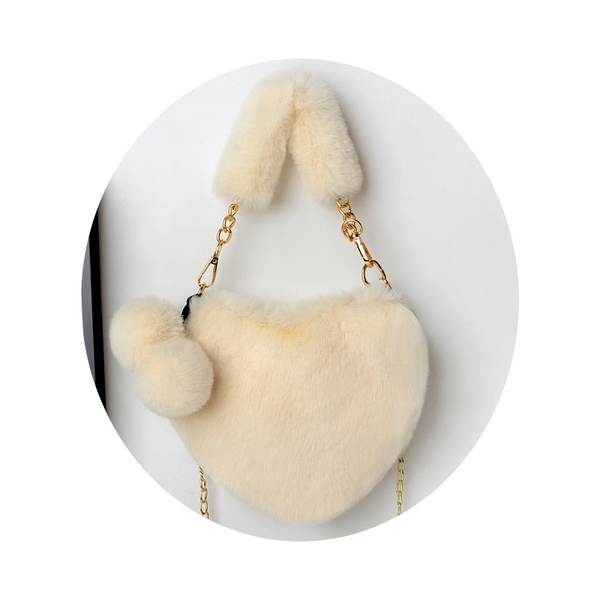 Love Bags Soft Plush Handbags Women Valentines Day Party Pink Black Grey White Women's Bags & Handbags