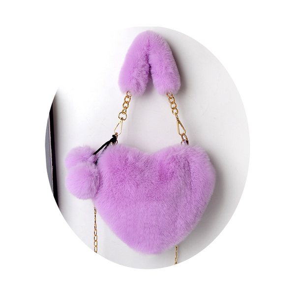 Love Bags Soft Plush Handbags Women Valentines Day Party Pink Black Grey White Women's Bags & Handbags