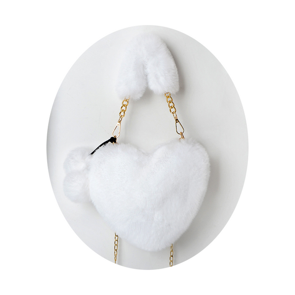 Love Bags Soft Plush Handbags Women Valentines Day Party Pink Black Grey White Women's Bags & Handbags