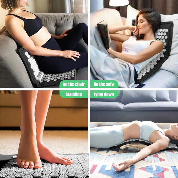 Acupressure Massage Pillow Set Yoga Mat For Relieves Stress Back Neck Sciatic Pain Massagers