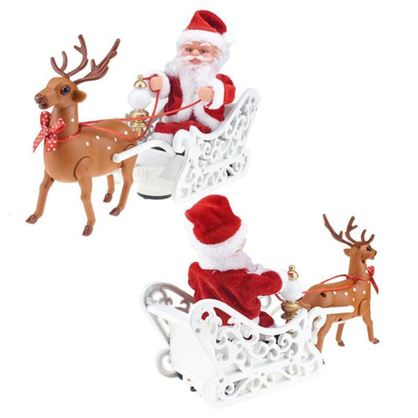Moving Musical Reindeer And Santa In Sleigh Or Chimney Christmas Toy