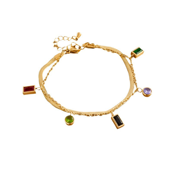 Veile Studios Stainless Steel Gold Plated Double Layer Bracelet For Women Fashion Jewellery Bracelets