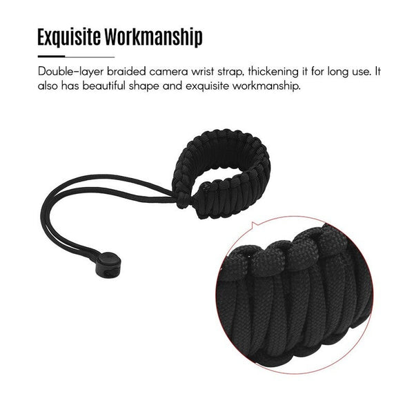 Braided Paracord Camera Wrist Strap Lanyard Black Straps & Hand Grips