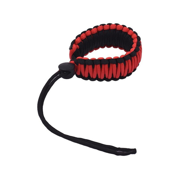 Braided Paracord Camera Wrist Strap Lanyard Red With Black Straps & Hand Grips