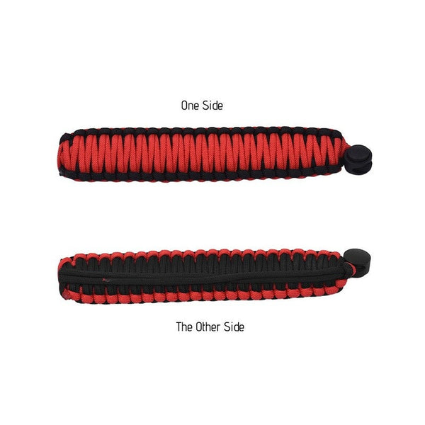 Braided Paracord Camera Wrist Strap Lanyard Red With Black Straps & Hand Grips