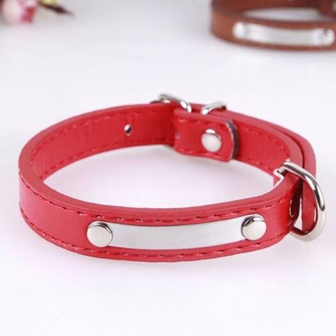 Adjustable Pu Leather Pet Collar Red