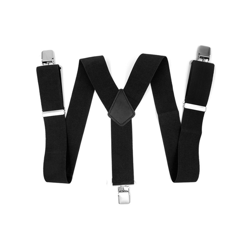 Adjustable Solid Suspenders Y Shape With 3 Clips For Men And Women